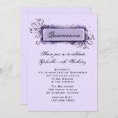 Invitation Quinceanera Abstraite violette fête d'anniversaire (Devant / Derrière)