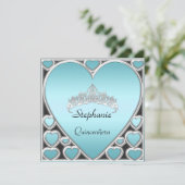 Invitation Quinceañera Anniversaire bleu (Debout devant)