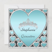 Invitation Quinceañera Anniversaire bleu (Devant)