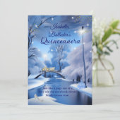 Invitation Quinceanera Anniversaire bleu Fairytale Robe de tr (Debout devant)