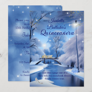 Invitation Quinceanera Anniversaire bleu Fairytale Robe de tr