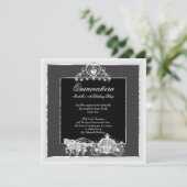 Invitation Quinceanera Anniversaire Cheval Carriage Argent No (Debout devant)