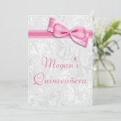 Invitation Quinceañera Anniversaire Damas et rose Faux Bow (Debout devant)