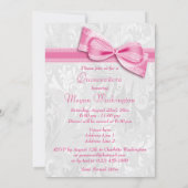 Invitation Quinceañera Anniversaire Damas et rose Faux Bow (Dos)
