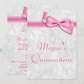 Invitation Quinceañera Anniversaire Damas et rose Faux Bow (Devant / Derrière)