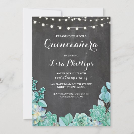 Invitation Quinceanera Anniversaire de la Marque de fête Succ (Devant)