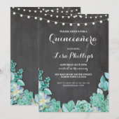 Invitation Quinceanera Anniversaire de la Marque de fête Succ (Devant / Derrière)