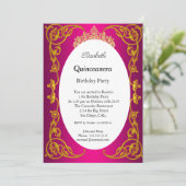Invitation Quinceanera Anniversaire fête Or rose (Debout devant)