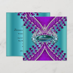 Invitation Quinceanera Anniversaire Fête Purple Turquoise Ble