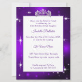 Invitation Quinceanera Anniversaire Fête Robe violette Tiara (Dos)
