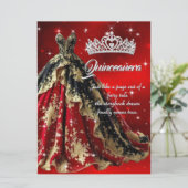 Invitation Quinceanera Anniversaire fête Rouge Or Black Robe (Debout devant)