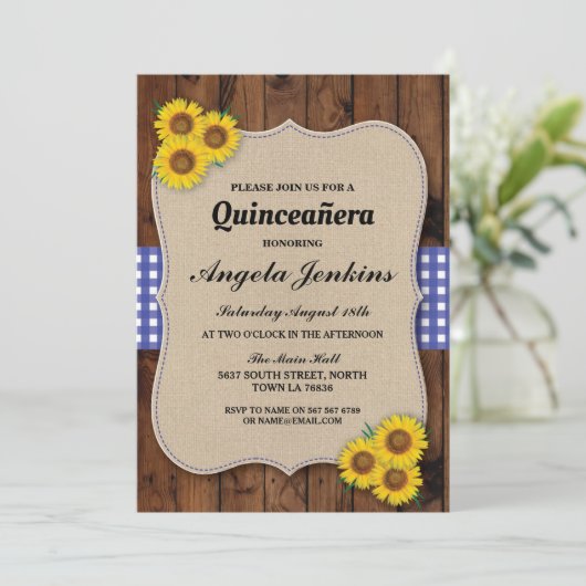 Invitation Quinceanera Anniversaire fête Sunflower BBQ Invita (Debout devant)