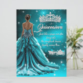 Invitation Quinceanera Anniversaire Fête Turquoise Argent Car (Debout devant)