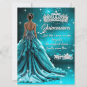Invitation Quinceanera Anniversaire Fête Turquoise Argent Car (Devant)