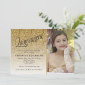 Invitation Quinceanera Anniversaire Gold Parties scintillant (Debout devant)