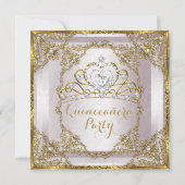 Invitation Quinceanera Anniversaire Gold Pearl rose Damask (Dos)