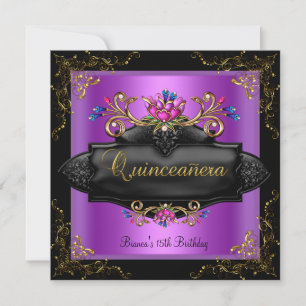 Invitation Quinceanera Anniversaire Lieu Purple Lilac Or Flor