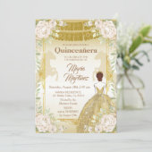 Invitation Quinceanera Anniversaire mexicain blanc et or (Debout devant)