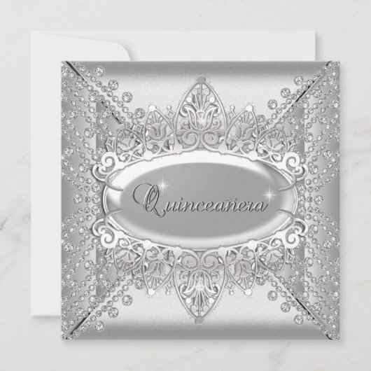 Invitation Quinceanera Anniversaire Partie Diamants blancs Ar (Devant)
