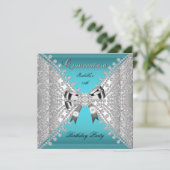 Invitation Quinceanera Anniversaire Partie Diamants Bleus Tur (Debout devant)