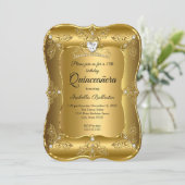 Invitation Quinceanera Anniversaire Party Gold Diamond Tiara (Debout devant)
