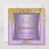 Invitation Quinceanera Anniversaire Party Gold Lavender viole (Devant)