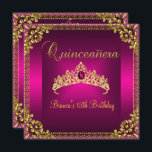 Invitation Quinceanera Anniversaire Pink Tiara Gold Bijou Gem<br><div class="desc">Quinceanera Anniversaire Pink Tiara Gold Gem Jewel Invitation,  15ème Anniversaire Fête. Customisez avec vos propres détails. RSVP correspondant disponible.</div>