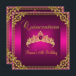 Invitation Quinceanera Anniversaire Pink Tiara Gold Bijou Gem<br><div class="desc">Quinceanera Anniversaire Pink Tiara Gold Gem Jewel Invitation,  15ème Anniversaire Fête. Customisez avec vos propres détails. RSVP correspondant disponible.</div>