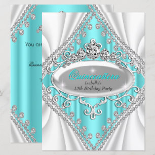 Invitation Quinceañera Anniversaire Princesse Turquoise Diama
