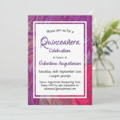 Invitation Quinceañera Anniversaire Rétro Personalisé PURPLE (Debout devant)