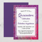 Invitation Quinceañera Anniversaire Rétro Personalisé PURPLE (Devant / Derrière)
