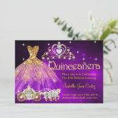 Invitation Quinceanera Anniversaire Robe violette Tiara Carri (Debout devant)
