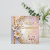 Invitation Quinceanera Anniversaire Rose Lilac Diamond Or Che (Debout devant)