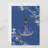 Invitation Quinceañera Anniversaire Royal Blue Floral Brown f (Dos)