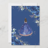 Invitation Quinceañera Anniversaire Royal Blue Floral Princes (Dos)