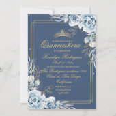 Invitation Quinceañera Anniversaire Royal Navy Blue (Devant)