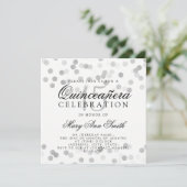 Invitation Quinceanera Anniversaire Silver Foil Parties scint (Debout devant)