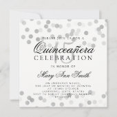 Invitation Quinceanera Anniversaire Silver Foil Parties scint (Devant)
