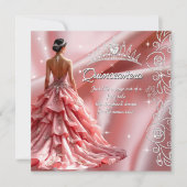 Invitation Quinceanera Anniversaire Soirée rose Tiara (Devant)