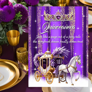 Invitation Quinceañera Anniversaire Violet Or Argent Carrosse