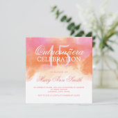 Invitation Quinceanera aquarelle de bleu d'été de 15 (Debout devant)