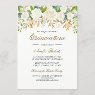 Invitation Quinceanera aquarelle feuille florale o