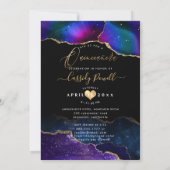 Invitation Quinceanera, Aquarelle Galaxy Agate Faux Gold Inv (Dos)