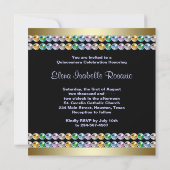 Invitation Quinceanera Arc-en-ciel noir (Dos)