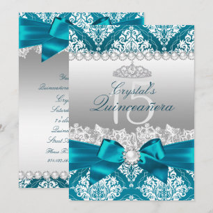 Invitation Quinceanera Arc Teal Perle