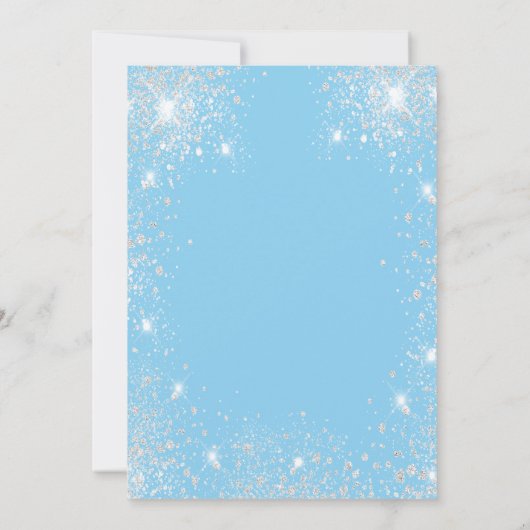 Invitation Quinceanera argent bébé bleu parties scintillant p (Dos)