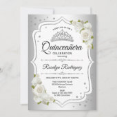Invitation Quinceanera - Argent blanc (Devant)