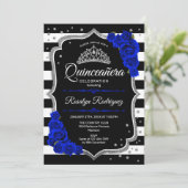 Invitation Quinceanera - Argent Noir Royal Bleu (Debout devant)