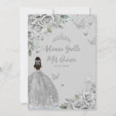 Invitation Quinceañera Argent Rose Floral Girl Robe P (Dos)