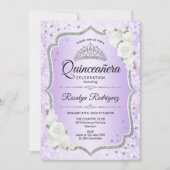 Invitation Quinceanera - Argent violet (Devant)
